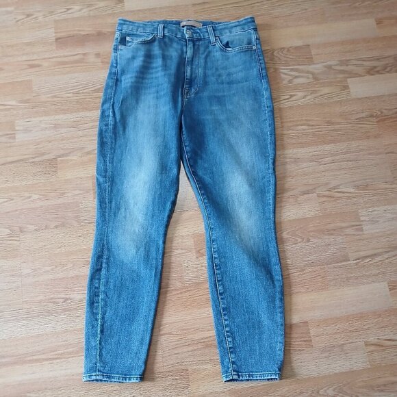 7 For All Mankind Aubrey High Waist Skinny Stretch Medium Blue Wash Jeans Sz 31 - Picture 3 of 11